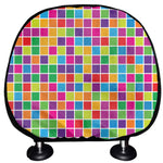 Rainbow Squares Pattern Print Car Headrest Covers