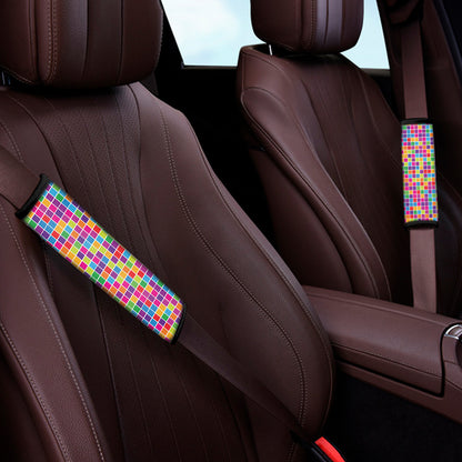 Rainbow Squares Pattern Print Car Seat Belt Covers