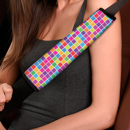 Rainbow Squares Pattern Print Car Seat Belt Covers