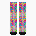 Rainbow Squares Pattern Print Crew Socks