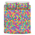 Rainbow Squares Pattern Print Duvet Cover Bedding Set