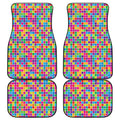 Rainbow Squares Pattern Print Front and Back Car Floor Mats