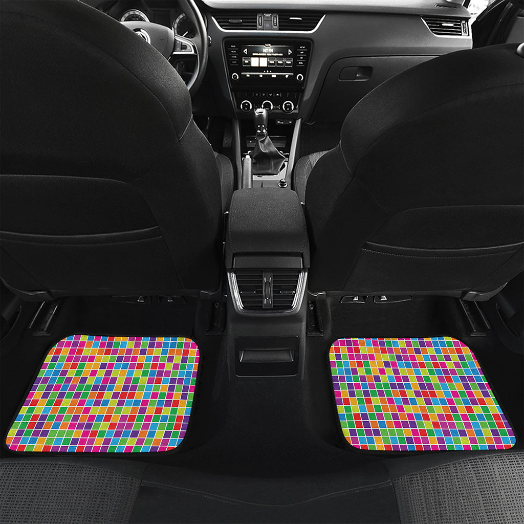 Rainbow Squares Pattern Print Front and Back Car Floor Mats