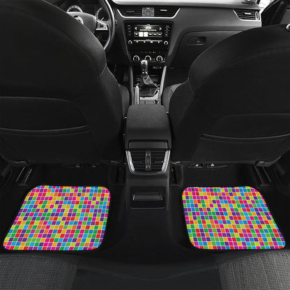 Rainbow Squares Pattern Print Front and Back Car Floor Mats