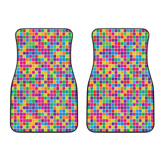 Rainbow Squares Pattern Print Front Car Floor Mats