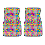 Rainbow Squares Pattern Print Front Car Floor Mats