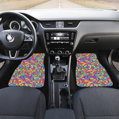 Rainbow Squares Pattern Print Front Car Floor Mats