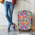 Rainbow Squares Pattern Print Luggage Cover