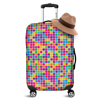 Rainbow Squares Pattern Print Luggage Cover