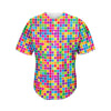 Rainbow Squares Pattern Print Men's Baseball Jersey