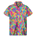 Rainbow Squares Pattern Print Men's Short Sleeve Shirt