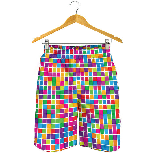 Rainbow Squares Pattern Print Men's Shorts