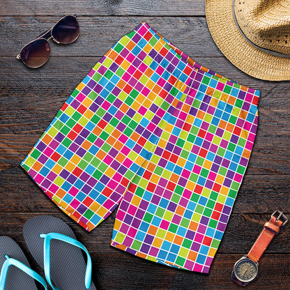 Rainbow Squares Pattern Print Men's Shorts