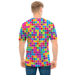 Rainbow Squares Pattern Print Men's T-Shirt