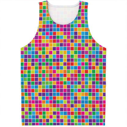 Rainbow Squares Pattern Print Men's Tank Top