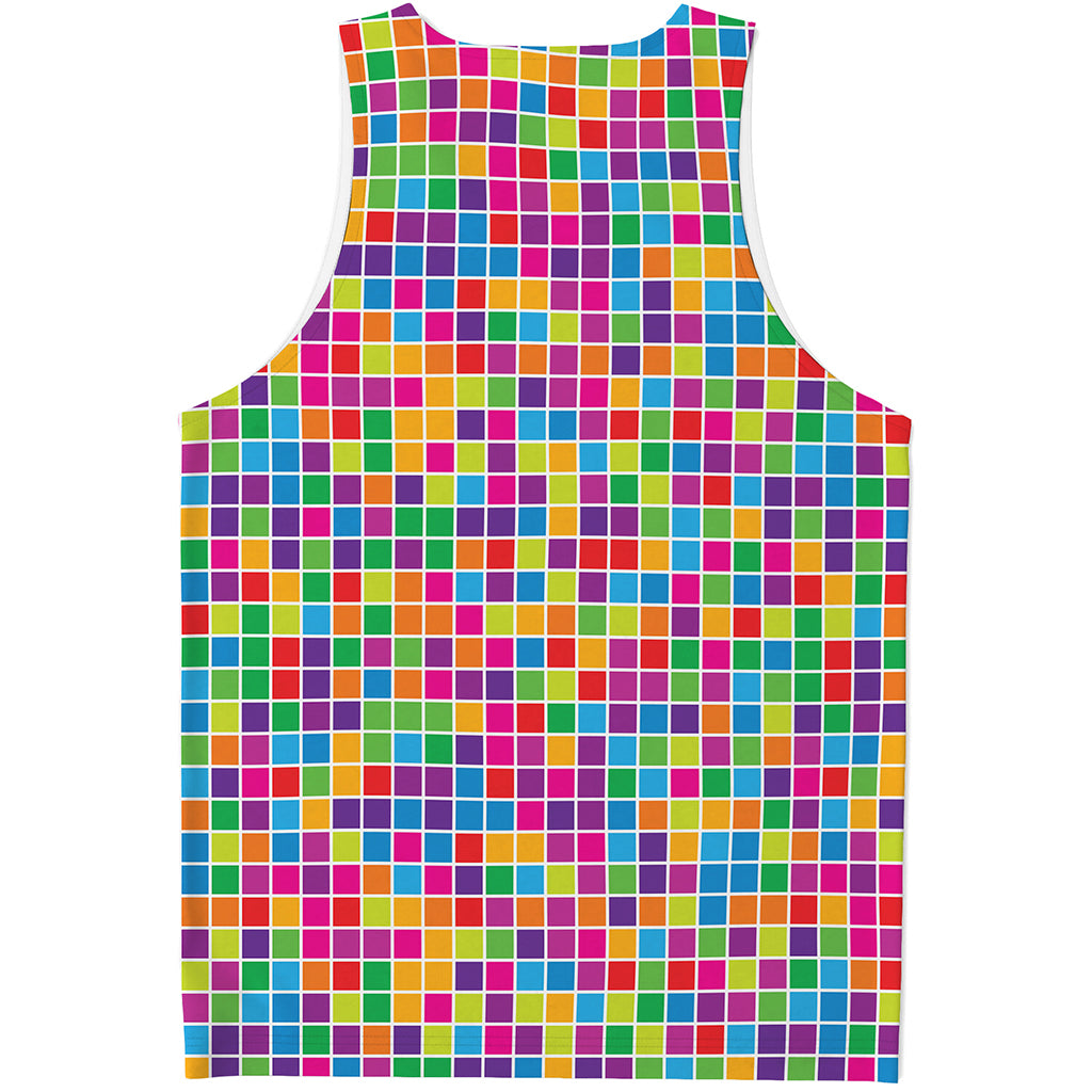 Rainbow Squares Pattern Print Men's Tank Top