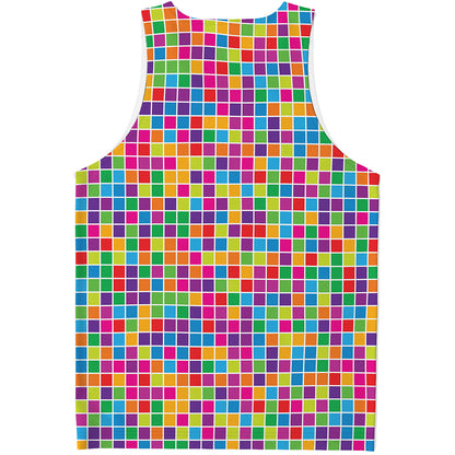 Rainbow Squares Pattern Print Men's Tank Top