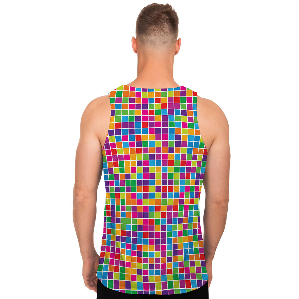 Rainbow Squares Pattern Print Men's Tank Top