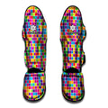 Rainbow Squares Pattern Print Muay Thai Shin Guards