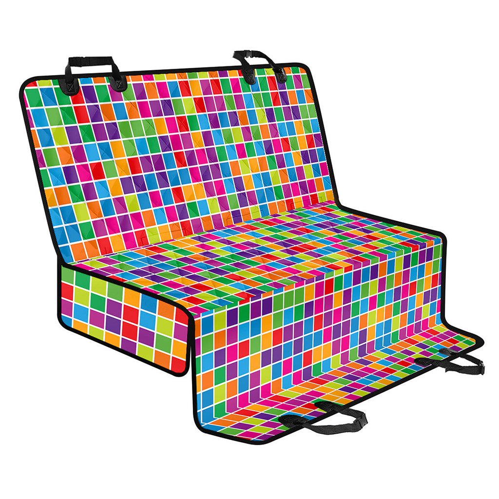 Rainbow Squares Pattern Print Pet Car Back Seat Cover