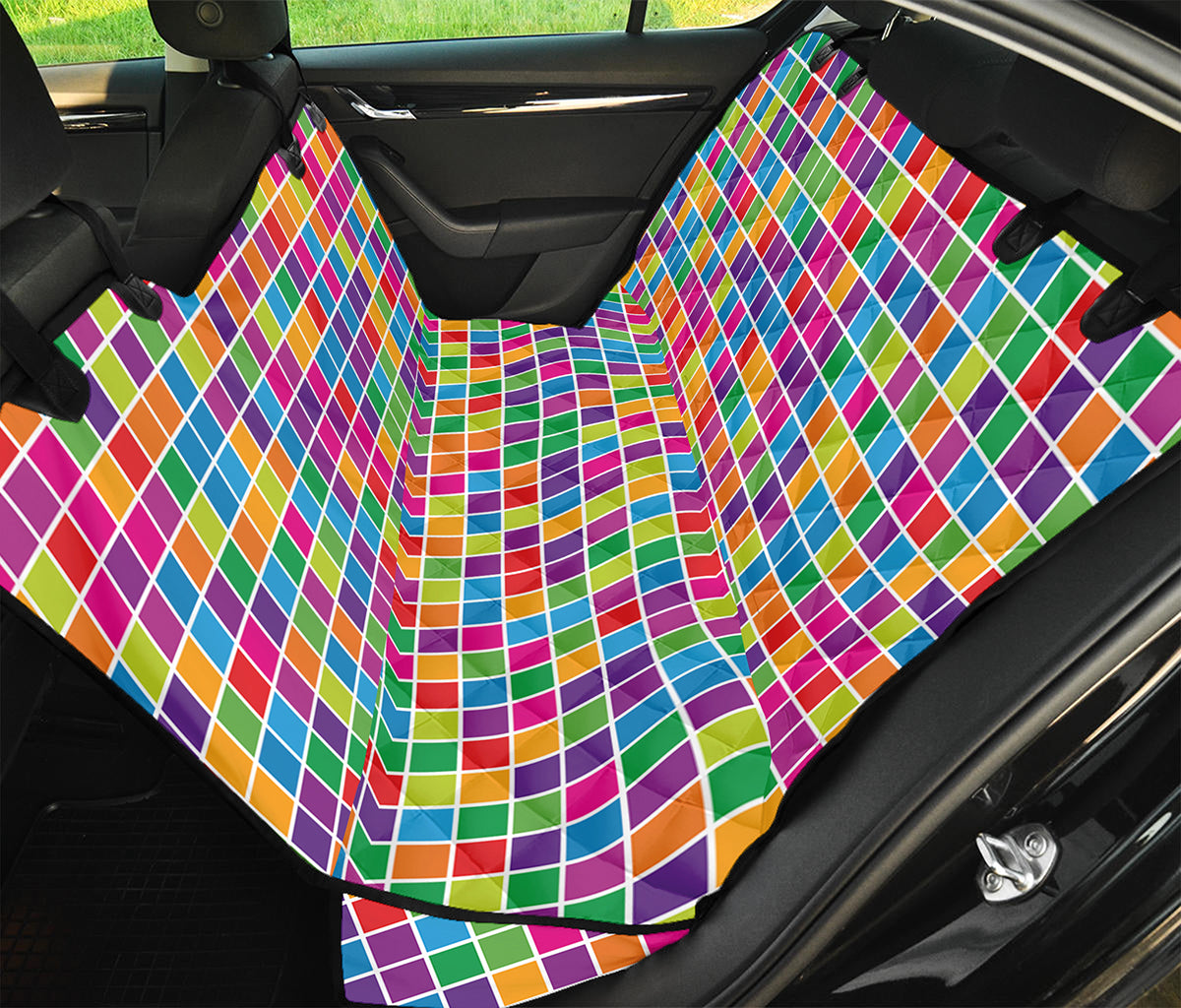 Rainbow Squares Pattern Print Pet Car Back Seat Cover