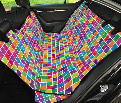 Rainbow Squares Pattern Print Pet Car Back Seat Cover