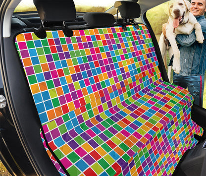 Rainbow Squares Pattern Print Pet Car Back Seat Cover