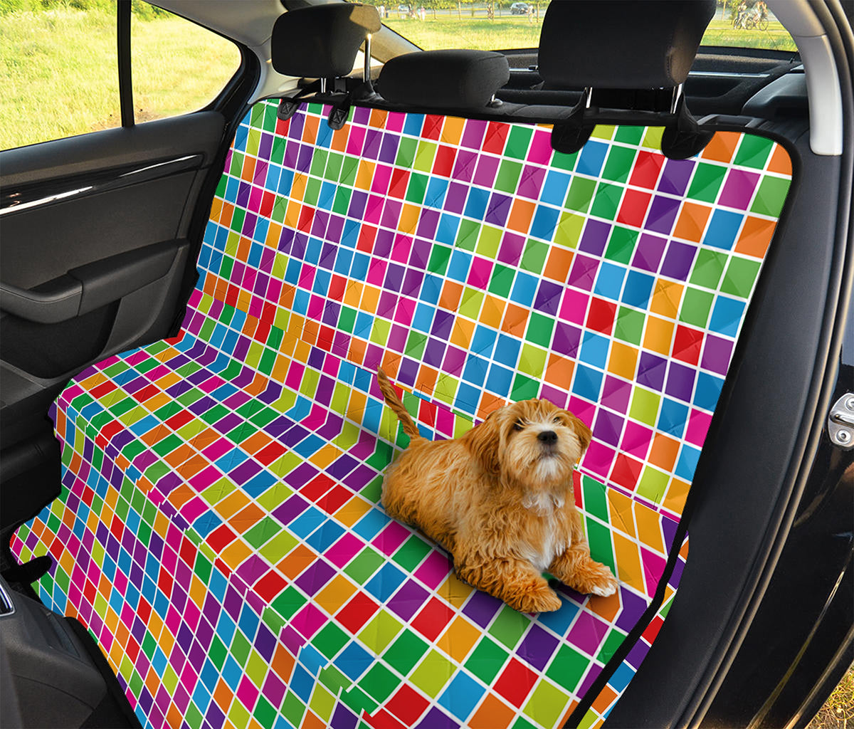 Rainbow Squares Pattern Print Pet Car Back Seat Cover