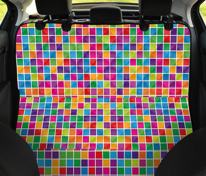 Rainbow Squares Pattern Print Pet Car Back Seat Cover