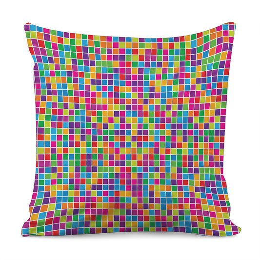 Rainbow Squares Pattern Print Pillow Cover