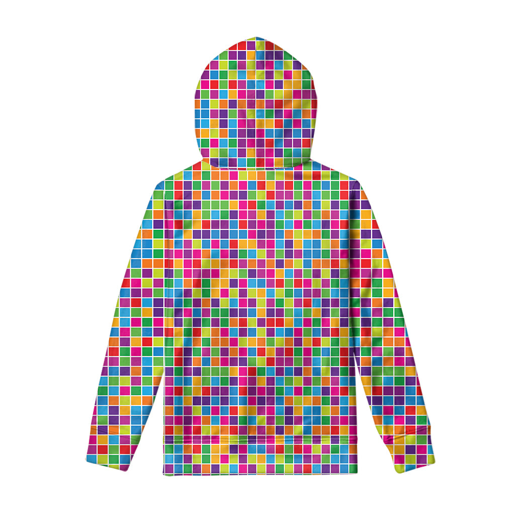 Rainbow Squares Pattern Print Pullover Hoodie