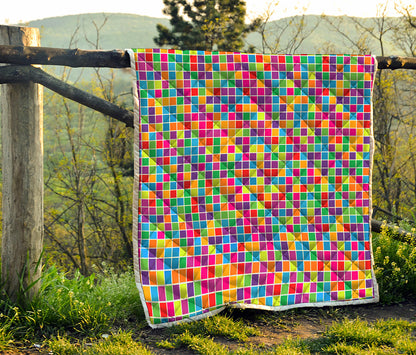 Rainbow Squares Pattern Print Quilt