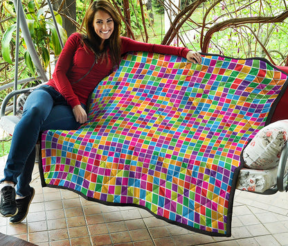 Rainbow Squares Pattern Print Quilt