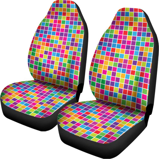 Rainbow Squares Pattern Print Universal Fit Car Seat Covers