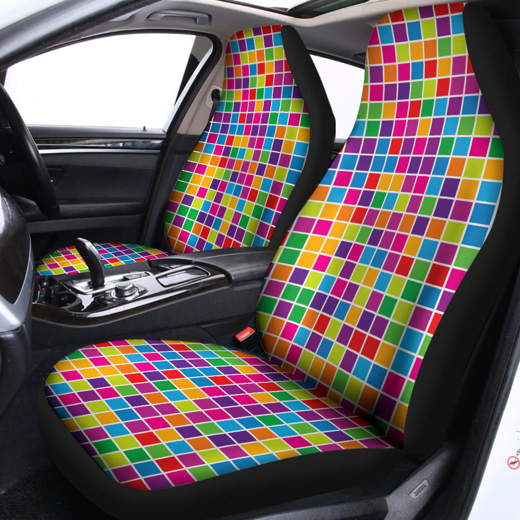 Rainbow Squares Pattern Print Universal Fit Car Seat Covers