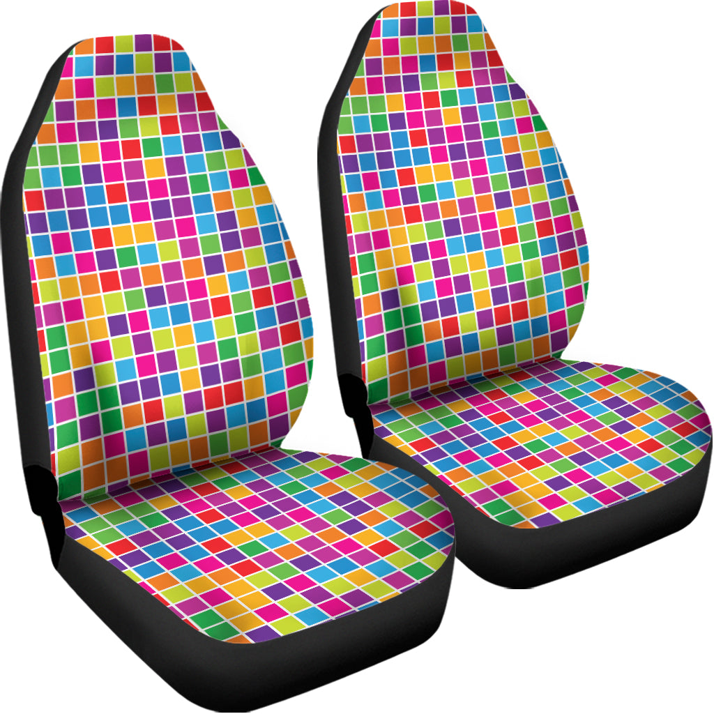 Rainbow Squares Pattern Print Universal Fit Car Seat Covers