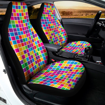 Rainbow Squares Pattern Print Universal Fit Car Seat Covers