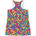 Rainbow Squares Pattern Print Women's Racerback Tank Top
