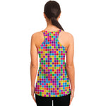 Rainbow Squares Pattern Print Women's Racerback Tank Top
