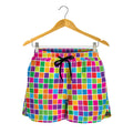Rainbow Squares Pattern Print Women's Shorts
