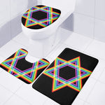 Rainbow Star of David Print 3 Piece Bath Mat Set
