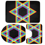 Rainbow Star of David Print 3 Piece Bath Mat Set