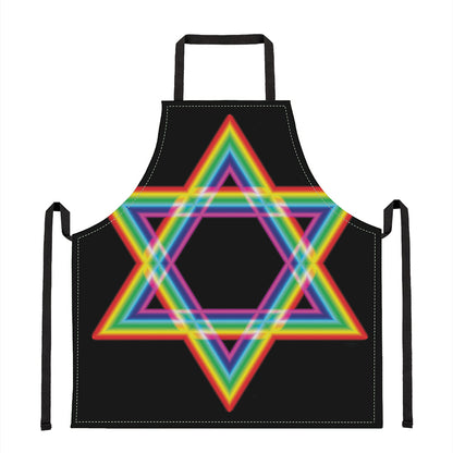 Rainbow Star of David Print Apron
