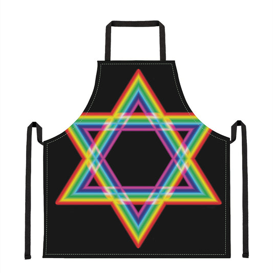 Rainbow Star of David Print Apron