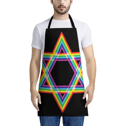Rainbow Star of David Print Apron
