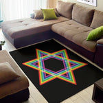 Rainbow Star of David Print Area Rug