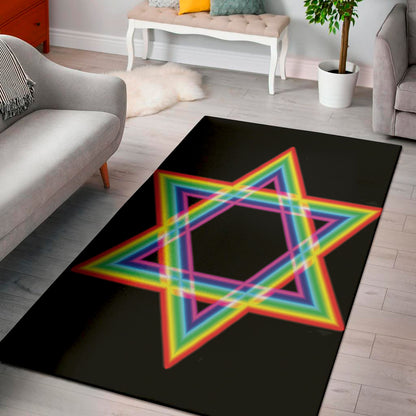 Rainbow Star of David Print Area Rug