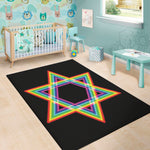 Rainbow Star of David Print Area Rug