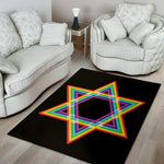 Rainbow Star of David Print Area Rug