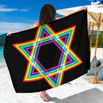 Rainbow Star of David Print Beach Sarong Wrap